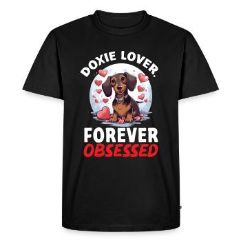Teckel saucisse saucisse chien Doxie amoureux - T-shirt Premium bio Homme - noir - Devant - Nico (187cm)