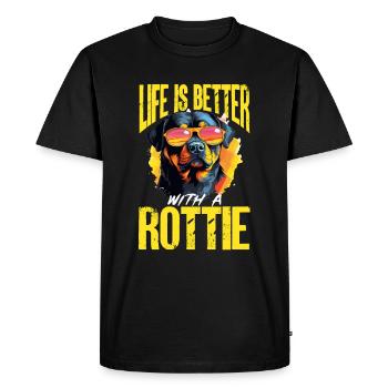 La vie du chien Rottweiler est meilleure avec un rottie - T-shirt Premium bio Homme - noir - Devant - Nico (187cm)