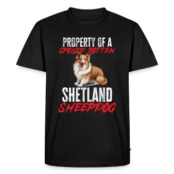 Chien de berger Shetland Chien Sheltie - Propriété d’un - T-shirt Premium bio Homme - noir - Devant - Nico (187cm)