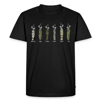 Smudge Sage Feather Spiritual Witchcraft - Men's Premium Organic T-Shirt - black - Front - Nico (187cm)