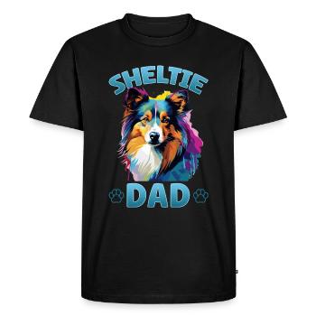 Chien de berger Shetland Sheltie - Sheltie Papa - T-shirt Premium bio Homme - noir - Devant - Nico (187cm)