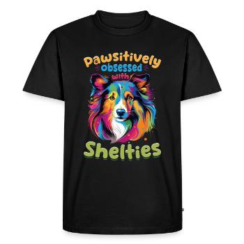 Chien de berger Shetland Chien Sheltie - Pawsitively - T-shirt Premium bio Homme - noir - Devant - Nico (187cm)