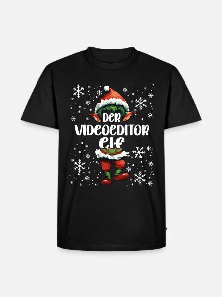 Weihnachtsoutfit Videoeditor Wichtel - Männer Premium Bio T-Shirt - Schwarz
