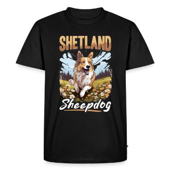 Chien de berger Shetland Chien de berger Sheltie Shetland - T-shirt Premium bio Homme - noir - Devant - Nico (187cm)