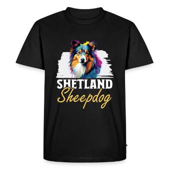 Chien de berger Shetland Chien Sheltie - chien de berger shetland - T-shirt Premium bio Homme - noir - Devant - Nico (187cm)