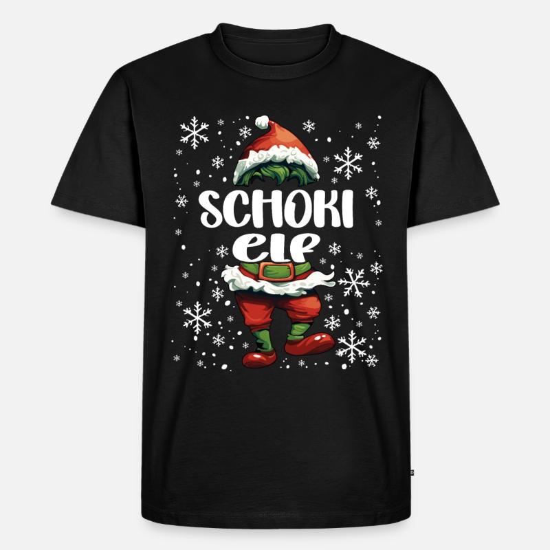 Weihnachtsoutfit Schoki Elf - Männer Premium Bio T-Shirt - Schwarz