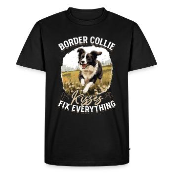 Border Collie Dog - les baisers réparent tout - T-shirt Premium bio Homme - noir - Devant - Nico (187cm)