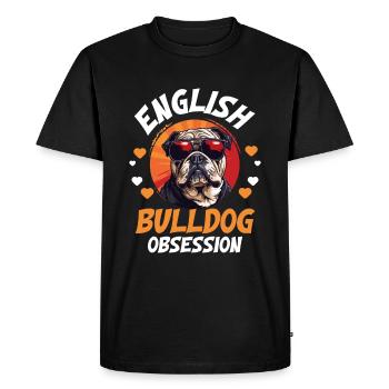 Amoureux des bouledogues anglais britanniques Obsession - T-shirt Premium bio Homme - noir - Devant - Nico (187cm)