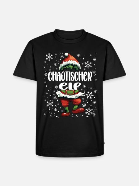 Weihnachtsoutfit Chaotischer Elf - Männer Premium Bio T-Shirt - Schwarz