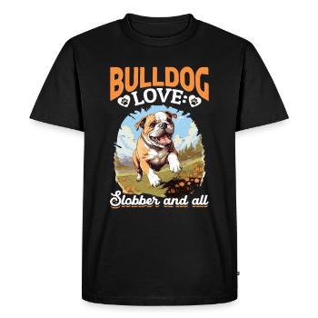 Bouledogue anglais britannique amoureux bouledogue amour bave - T-shirt Premium bio Homme - noir - Devant - Nico (187cm)