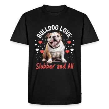 Bouledogue anglais britannique amoureux bouledogue amour bave - T-shirt Premium bio Homme - noir - Devant - Nico (187cm)