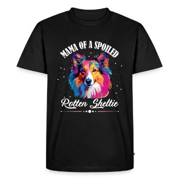 Chien de berger Shetland - Maman d’un chien gâté - T-shirt Premium bio Homme - noir - Devant - Nico (187cm)