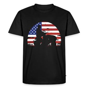 Tondeuse de course drôle Drapeau américain - T-shirt Premium bio Homme - noir - Devant - Nico (187cm)