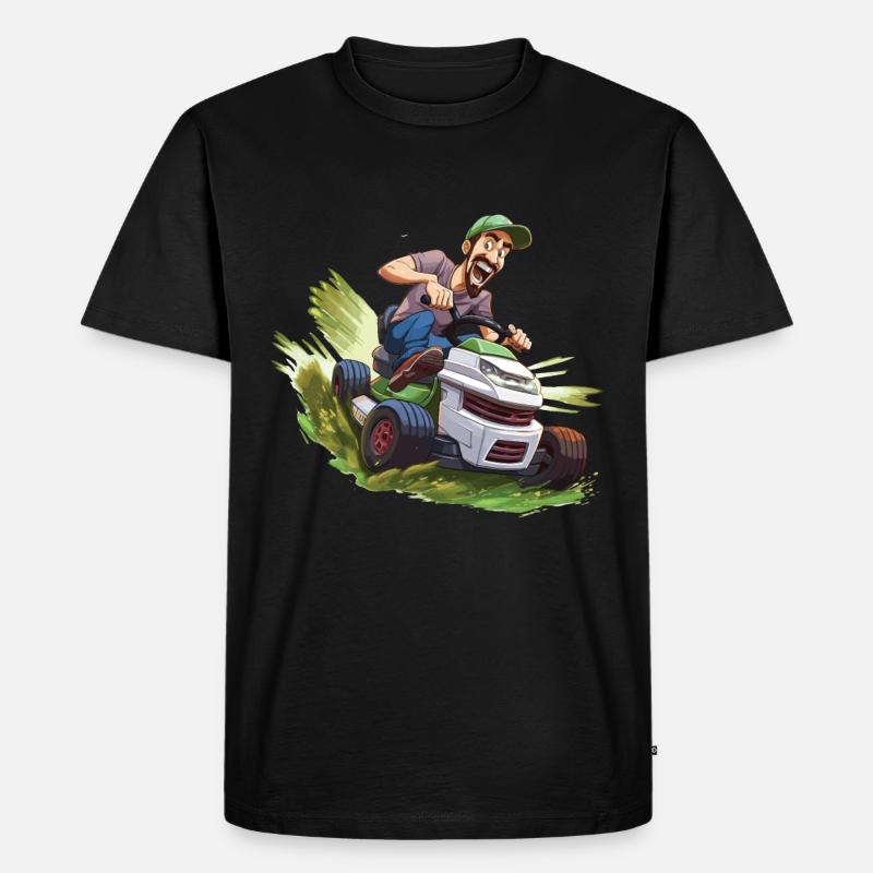 Lustiger Rasenmäher - Männer Premium Bio T-Shirt - Schwarz