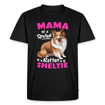 Chien de berger Shetland - Maman d’un pourri gâté - T-shirt Premium bio Homme - noir - Devant - Nico (187cm)