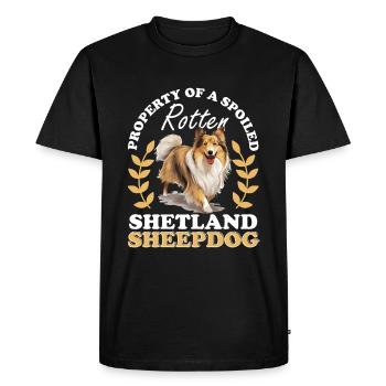 Chien de berger Shetland Chien Sheltie - Propriété d’un - T-shirt Premium bio Homme - noir - Devant - Nico (187cm)
