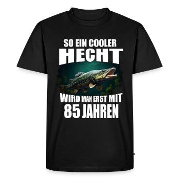 So ein cooler Hecht wird man erst mit 85 - Männer Premium Bio T-Shirt - Schwarz - Vorne - Nico (187cm)