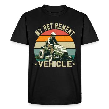 Faire la course avec ma tondeuse à gazon dans un véhicule de retraite - T-shirt Premium bio Homme - noir - Devant - Nico (187cm)