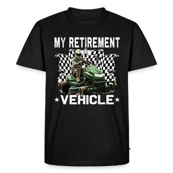 Faire la course avec ma tondeuse à gazon dans un véhicule de retraite - T-shirt Premium bio Homme - noir - Devant - Nico (187cm)