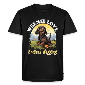 Dachshund wiener sausage dog Weenie love endless - Men's Premium Organic T-Shirt - black - Front - Nico (187cm)