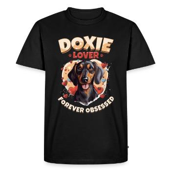 Dachshund sausage dog Doxie lover forever obsessed - Men's Premium Organic T-Shirt - black - Front - Nico (187cm)