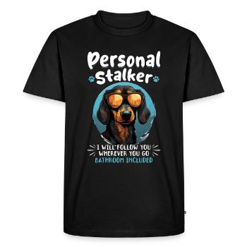 Teckel saucisse saucisse chien Personal stalker - T-shirt Premium bio Homme - noir - Devant - Nico (187cm)