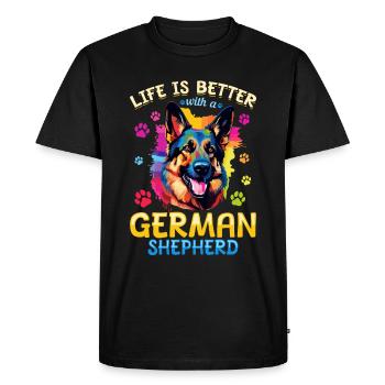 La vie d’un chien de compagnie est meilleure avec un berger allemand - T-shirt Premium bio Homme - noir - Devant - Nico (187cm)