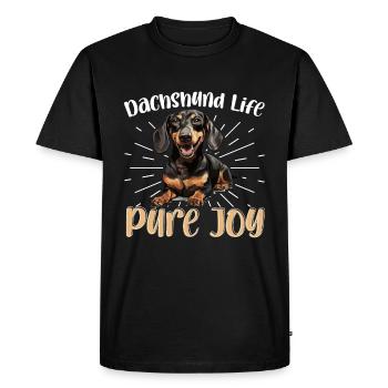 Teckel, blaireau, saucisse, saucisse, vie de chien, pure joie - T-shirt Premium bio Homme - noir - Devant - Nico (187cm)