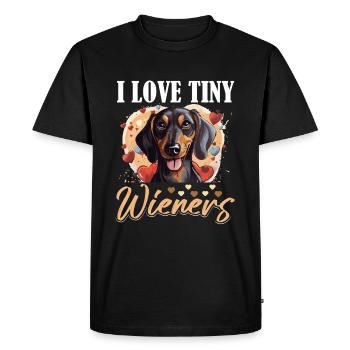 Saucisse teckel chien j’aime les petites saucisses - T-shirt Premium bio Homme - noir - Devant - Nico (187cm)