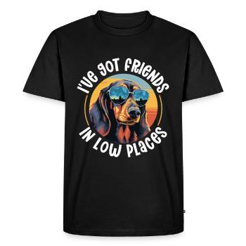 Saucisse saucisse teckel chien J’ai des amis - T-shirt Premium bio Homme - noir - Devant - Nico (187cm)