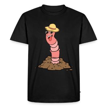 Funny Earthworm Composting Worm Farmer - Men's Premium Organic T-Shirt - black - Front - Nico (187cm)