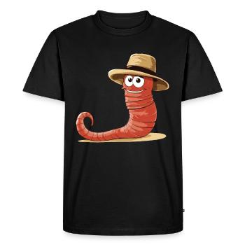 Funny Earthworm Composting Worm Farmer - Men's Premium Organic T-Shirt - black - Front - Nico (187cm)