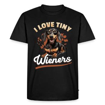 Dachshund wiener sausage dog I Love tiny Wieners - Men's Premium Organic T-Shirt - black - Front - Nico (187cm)
