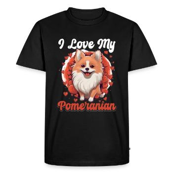 Poméranie Pom chien Pom-Pom - j’aime mon poméranien - T-shirt Premium bio Homme - noir - Devant - Nico (187cm)