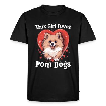 Pomeranian Pom-Pom - This Girl loves Pom Dogs - Men's Premium Organic T-Shirt - black - Front - Nico (187cm)