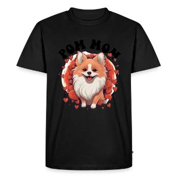 Poméranie Pom Chien Pom-Pom - Pom Mom - T-shirt Premium bio Homme - noir - Devant - Nico (187cm)