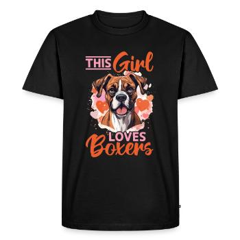Boxer chien race animal de compagnie - cette fille aime les boxers - T-shirt Premium bio Homme - noir - Devant - Nico (187cm)