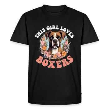 Boxer chien race animal de compagnie - cette fille aime les boxers - T-shirt Premium bio Homme - noir - Devant - Nico (187cm)