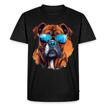 Boxer chien de race animal de compagnie avec lunettes de soleil - T-shirt Premium bio Homme - noir - Devant - Nico (187cm)