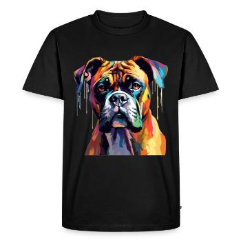 Boxer chien race animal de compagnie - Pop Art coloré - T-shirt Premium bio Homme - noir - Devant - Nico (187cm)