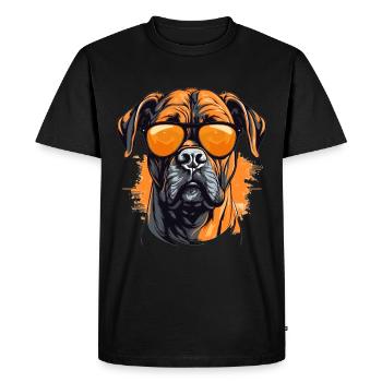Boxer chien de race animal de compagnie avec lunettes de soleil - T-shirt Premium bio Homme - noir - Devant - Nico (187cm)