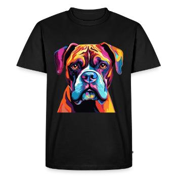 Boxer chien race animal de compagnie - Pop Art coloré - T-shirt Premium bio Homme - noir - Devant - Nico (187cm)