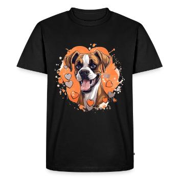 Boxer Dog Breed Pet - Cute Graphic with hearts - Men's Premium Organic T-Shirt - black - Front - Nico (187cm)
