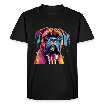Boxer chien race animal de compagnie - Pop Art coloré - T-shirt Premium bio Homme - noir - Devant - Nico (187cm)