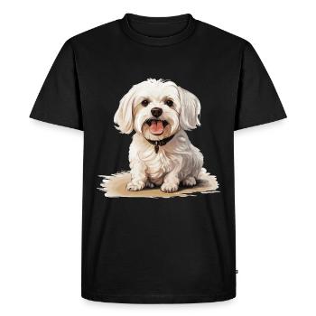 Maltese Dog Breed Pet Cute Graphic - Men's Premium Organic T-Shirt - black - Front - Nico (187cm)