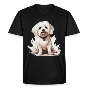 Chien maltais de race animal mignon graphique - T-shirt Premium bio Homme - noir - Devant - Nico (187cm)