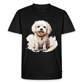 Chien maltais de race animal mignon graphique - T-shirt Premium bio Homme - noir - Devant - Nico (187cm)