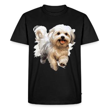 Chien maltais de race animal mignon graphique - T-shirt Premium bio Homme - noir - Devant - Nico (187cm)
