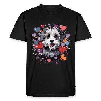 Morkie Dog Breed Pet Cute Graphic with Hearts - Men's Premium Organic T-Shirt - black - Front - Nico (187cm)