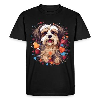 Morkie Dog Breed Pet Cute Graphic with Hearts - Men's Premium Organic T-Shirt - black - Front - Nico (187cm)